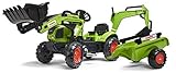 Falk – 2040N – Outdoor-Spielzeug – Baggerlader Claas Arion 410 + Anhänger + Bagg