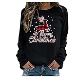 Eejiuqiba Weihnachtspullover Damen Tshirt Damen Lange Ärmel Sweatshirt Damen Ohne Kapuze Weihnachtsdruck Damen Oberteile Pulli Sweatshirt Casual Pullover Weichen Angenehm Damen B