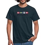 Spreadshirt United Colors of Scandinavia Finnland Norwegen Schweden Dänemark Männer T-Shirt, XXL, Navy