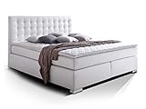 moebel-eins Isabell Boxspringbett Hotelbett Bett amerikanisches Bett 7-Zonen Taschenfederkernmatratze 160 x 200 cm Härtegrad 2 weiß, 160 x 200 cm, Weiss, Härtegrad 2