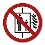 5 Stück Aufzug im Brandfall Nicht benutzen Aufkleber Ø 9,5cm Sticker Gebotszeichen mit UV Schutz für Außen-und Innenbereich von STROBO