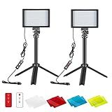 Neewer dimmbare 5600K USB-LED-Videoleuchte 2er-Pack mit 433MHz Fernbedienung, Stativ und Farbfiltern für Tisch-/Tiefwinkelaufnahmen, Zoom-/Videokonferenz Beleuchtung/Gaming/YouTube-Videofotog