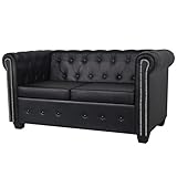 Tidyard Chesterfield Sofa 2-Sitzer Lounge Ledersofa Couch Sofagarnitur Vintage Couch Bürosofa Polstermöbel Stilsofa Couchgarnitur Polstersofa Kunstleder Schw