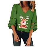 HHOP Weihnachten Coole Pullover Damen Kragen Pullover Damen sportshirts lang Damen Leopard Blazer dunkelblau Damen Bluse elegant Oberteil Damen Glitzer Schwarze Tops Damen top b