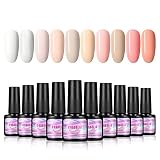 COSCELIA UV Nagellack Set, Gel Nagellack Gel Nägel Selber Set für Nageldesign,10pc UV Farbgel Nagel Set ohne Top Coat Base C