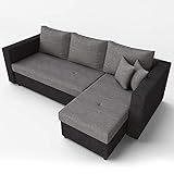 VitaliSpa Ecksofa mit Schlaffunktion Grau Schwarz - Stellmaß: 224 x 144 cm - Liege-Fläche: 200 x 140 cm - Sofa Couch Schlafsofa Polsterecke Taschenfederkern Boxspring Bettfunk