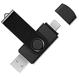 USB C Flash Drive 64 GB, 2 in 1 Typ C Memory Stick 64 GB USB 3.0 Dual OTG Flash Drive für Tablets, New MacBook, Android Smartphones, Samsung, Huawei, OnePlus etc. (Schwarz)