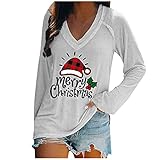 HHOP Weihnachten Coole Pullover Damen Kragen Pullover Damen sportshirts lang Damen Leopard Blazer dunkelblau Damen Bluse elegant Oberteil Damen Glitzer Schwarze Tops Damen top b