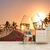 FVGKYS 3D Tapete Art Wandbild Fototapete Für Wohnzimmer Schlafzimmer Küche Kinderzimmer Sonnenuntergang Sonnenuntergang Landschaft Selbstklebend Aufkleber Poster Hintergrund Dekoration B