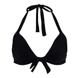 VILOREE Vintage 1950's Rockabilly Damen Frauen Bikini Oberteile Push Up Neckholder Bügellos Schwarz 4XL