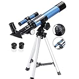 Aomekie Refraktor Teleskop Kinder Einsteiger 40/400 Astronomisches Teleskop Fernrohr Teleskop mit Aluminium Stativ und Sucherfernrohr für Himmelsbeobachtung und Landschaftsbeobachtung