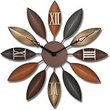 Amerikanische Retro-Wanduhr, handgefertigte Eisen große Hauptblatt-Dekor-Uhr, stille Non-Ticking-Quarz-Uhr, Studium, Schlafzimmer, Bar, Büro (Color : Retro Color, Größe : 21.7x21.7in-2in)