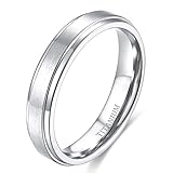 Zakk Ring Herren Damen Titan Verlobungsringe Eheringe Trauringe Silber Gebürstet 4mm 6mm 8mm(Silber-4mm, 49 (15.6))