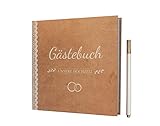 BridesDay Hochzeit Gästebuch - Gästebuch Hochzeit mit Gratis Stift - Langlebiges Hardcover umgibt Ihr Hochzeitsgästebuch - Erinnerungen für die Ewigkeit mit Stabiler Fadenbindung im Hochzeitsb