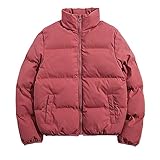 IQYU Damen Leichte Baumwollkleidung Schmale Kapuzenjacke Damen Warme Reine Farbe Kurze Baumwolljacke Brotjacke Stehkragen Baumwolle Winterjack