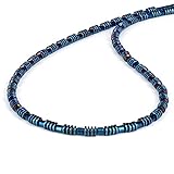 Gemshiner - Natürliche blaue glatte Hämatit-Perlen-Halskette (50cm) mit rhodinierter Kette, atemberaubende handgefertigte Geschenke für S