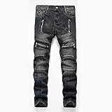 ShZyywrl Damen Herren Jean Fit Hosen High Waist Skinny Männer Plus Größe 29-42 Lange Jeans Denim Hosen High Street Reißverschluss Jeans Für Männer 38 PhotoC