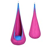 DREAMADE Hängehöhle für Kinder, Hängesessel Kinderhängesitz für innen und draußen, Kinder Hängesack als Fly Schaukel, Kinderhängeplatz Hängeschaukel mit Sitzkissen, max. 80kg belastbar (Rosa)