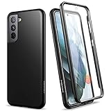 SURITCH Hülle für Samsung Galaxy S21 5G mit Eingebaute Displayschutz, 360 Grad Stoßfest Schutzhülle TPU Robust Bumper Case Cover Handyhülle für Samsung Galaxy S21 5G 6.2' - Schw