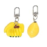 Lurrose Exquisite Imitation von Bananen und Zitronen zum Aufhängen, Schlüsselanhänger, Auto-Anhänger, Ornamente, Autoschlüssel, Tasche, 2 Stück