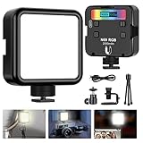 Led Videoleuchte RGB W 3 Cold Shoe, Kamera Licht Led Videoleuchte Fotolicht Videolicht Foto Video Fotoleuchte Kameralicht Camera Light Dauerlicht Fotografie 2500K-9500K 2000mAh für Aufnahmen L