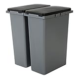 Amazon Basics RP-3 Müllbehälter, 2er-Set, Plastik, grau, 30 Liter x 2