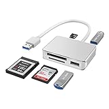 XQD/SD/TF Kartenleser mit 2 USB3.0 Anschlüssen, Speicherkartenleser-Adapter mit bis zu 5 Gbit/s Geschwindigkeit, kompatibel mit Windows/Linux/Mac OS/Vista ST-E-CR313A-EU