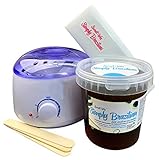 1100g Sweet Wax Simply Brazilian Oliv + Wachserhitzer. Zur Enthaarung mit Vlies. Natürlicher Brazilian Wax aus nur Zucker, Honig, Zitrone und Spirulina. Sugaring Zuckerpaste Perfekt für Bikini Wax