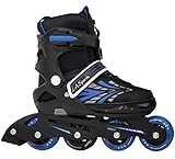 L.A. Sports Inliner Skate Soft Kinder Jugend Damen Größenverstellung 5 Größen verstellbar (37-41, Stripes blau)