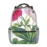 Rucksack mit Blumendruck, für Laptop, wasserdicht, Diebstahlschutz, lässiger Rucksack, mit USB-Ladeanschluss, Unisex