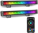 RGB Wallwasher Beleuchtung IP65 Wasserdicht Außenbereich, RGB Farbe LED Leiste mit RF Fernbedienung für Flur Balkon Garten Dekoration Weihnachten Außen L