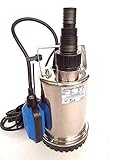 !!Profi!! Flachsaugende Tauchpumpe aus hochwertigen Edelstahl INOX Abschalthöhe 5mm inkl. Schwimmerschalter, Fördermenge: 7500l/h, Spannung: 230V / 50Hz, Leistung 400 W