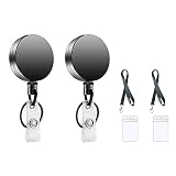 Swetup Ausweishalter, 6 Stück ID Kartenhalter Set Ausweishülle ID Card Badge Clips Schlüsselkarten mit Schlüsselband Ausziehbar als ID Badge Holder, Schlüssel, Namensschild, Karten Hü