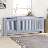Heizkörperverkleidung Einstellbar Erweitern Heizkörper Verkleidung Abdeckung MDF Gitterrost Kühlerabdeckung Modernes Design Schrank Regal für Zuhause und Büro Grau 205 x 20,5 x 82