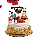 Tomaibaby 4 Stück Faultier Cake Topper Set schöne Dekoration Obstkuchen Tier Papier Einsatz für Geburtstag F