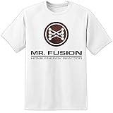 DPX-1 Herren Zurück in die Zukunft Mr Fusion Rot Distressed Logo T-Shirt (S-3XL) Weiß - Weiß, Larg
