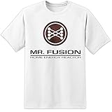 DPX-1 Herren Zurück in die Zukunft Mr Fusion Rot Distressed Logo T-Shirt (S-3XL) Weiß - Weiß, Larg