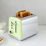 Toaster Krümelschublade Abnehmbare Toaster Toast Breite Schlitze Höhenlage Einstellbar Auftauen Aufwärmen Stornieren-Grü