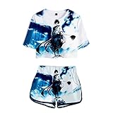 Maisley T-Shirt & Kurze Hose Sport Set Anime Uchiha Clan Syarinngann Ninjia Estampado Fans Shorts & Top S