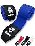 FIGHTR® Premium Boxbandagen max. Stabilität und Sicherheit | 4m halb elastische Boxing Gloves mit Daumenschleife für Boxen, MMA, Mauy Thai - Box Hand Bandage Sport (Blau)