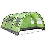 CampFeuer Zelt Relax6 für 6 Personen | Grün/Grau | Variables Tunnelzelt mit großem Vorraum, 5000 mm Wassersäule | Abtrennbare Schlafkabine | Gruppenzelt, Campingzelt, F