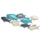 Logbuch-Verlag Fischschwarm Wandskulptur aus Metall blau türkis beige - Wandbild Fische - Maritime Deko Wanddeko 47