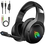 Gootoop Gaming Headset für PS4 PC Xbox One, Kopfhörer mit Mikrofon, 3.5mm Surround Sound Kabelgebundenes, Gaming Kopfhörer mit RGB-Licht und verstellbarem Mikrofon für Nintendo Switch Laptop Mac PS5