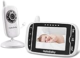 HelloBaby Video Babyphone mit Kamera und Audio | Schützen Sie Babys mit Nachtsicht, Rücksprache, Raumtemperatur, Schlafliedern, 960 Fuß Reichweite und Langer Akk