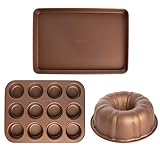 Food & Wine 3-teiliges Antihaft-Backgeschirr-Set Gugelhupf Kuchen Muffin Backblech Backblech Backblech Backblech Backblech Backblech Backen Antihaft Küche Back