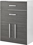 FACKELMANN Doppel-Midischrank Lugano/mit Soft-Close-System/Maße (B x H x T): ca. 70 x 101 x 32 cm/hochwertiger Schrank/Badmöbel für das WC oder Badezimmer/Korpus: Weiß/Front: G