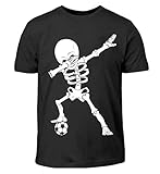 Hochwertiges Kinder T-Shirt - Dabbing Skelett mit Fussball Dab Gerippe Tanz Geschenk