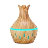 Luftbefeuchter Aromadiffusor 300ml LED ätherisches Öl Diffusor Luftbefeuchter Aromatherapie Holzmaserung Vase Aroma Raum befeuchter für Schlafzimmer Räume Büroraum Yoga Bü