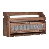 Orogoo Weinregal Wandmontierter Weinflaschenhalter aus Holz für Zuhause, Küche, Dekoration, Retro-Wand-Weinregal mit 4 Stiel-Gläserhalter für Weinliebhaber, Muttergeschenk