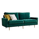 HOMODA Sofa 3 Sitzer, Samt, Modern Couch mit Holzgestell und Metallfüße Polstersofa für Wohnzimmer Wohnung Jugendzimmer, 180 x 80 x 80